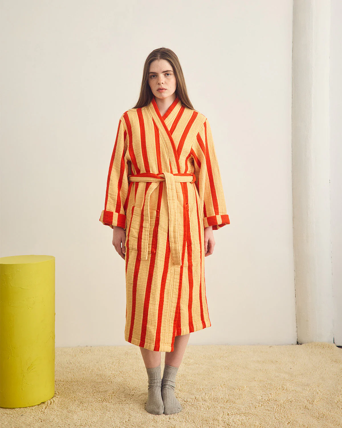 Stripe Waffle Bathrobe - Warm - Image 3