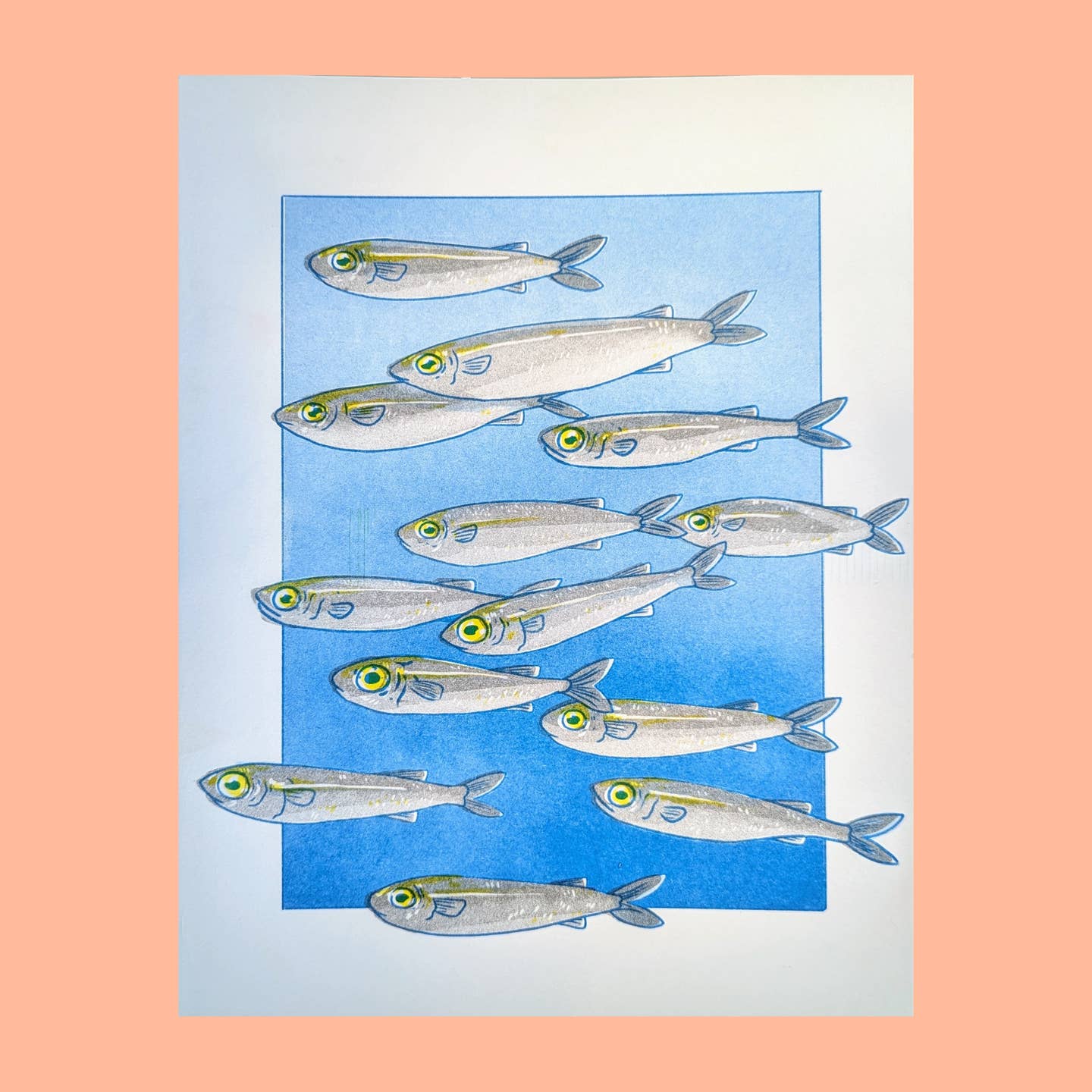 School of Fish Risograph Print