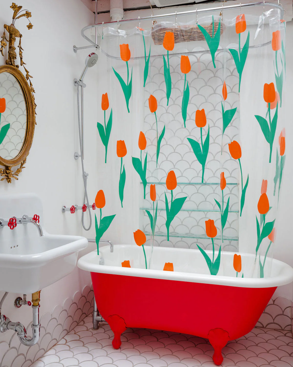 Tulip Shower Curtain - Red