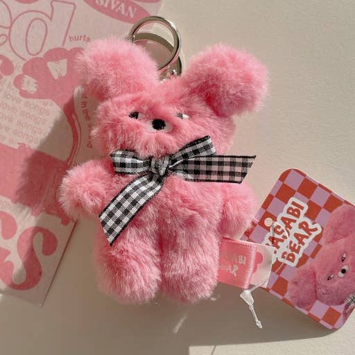 Mini Wasabi Bear Plush Keychain - Pink or Mint