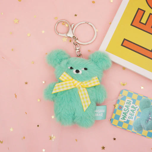 Mini Wasabi Bear Plush Keychain - Pink or Mint - Image 4