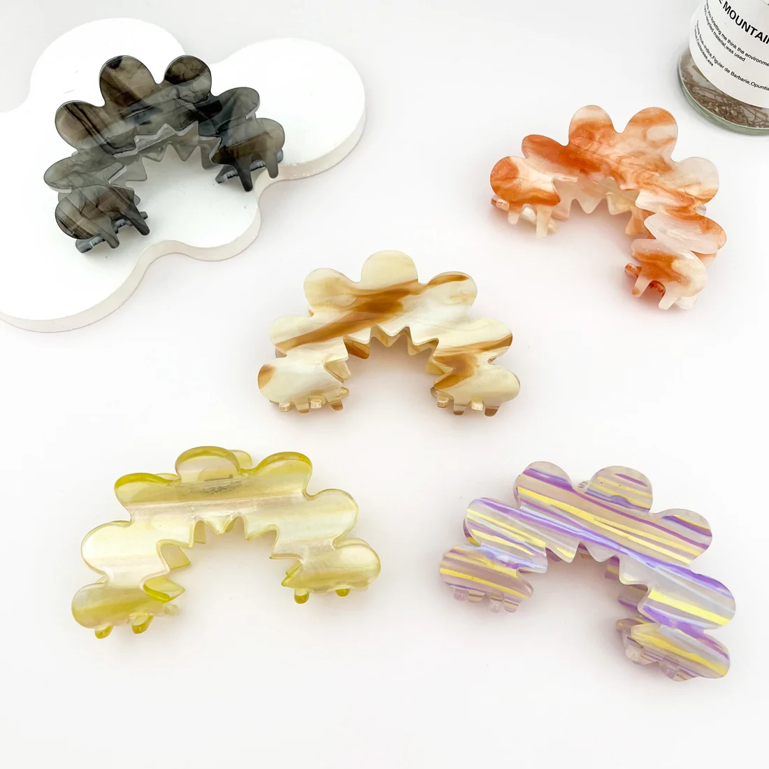Wave Flower Acetate Hair Claw Clip
