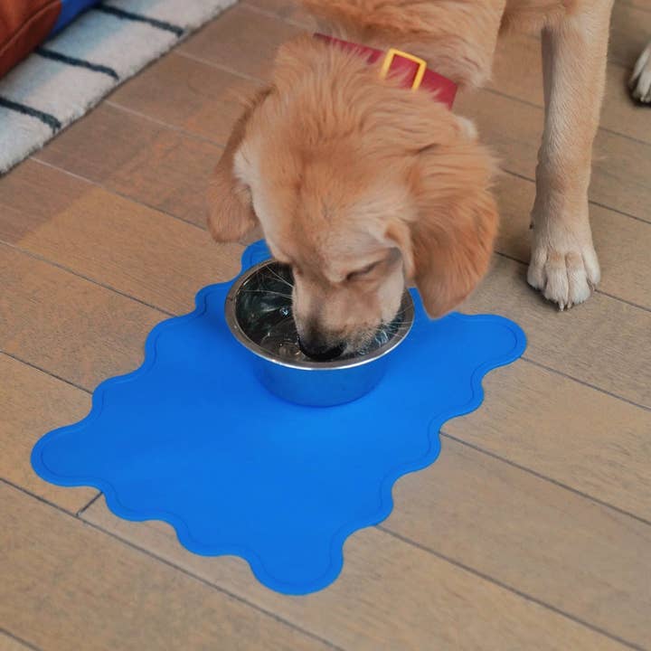 Wavy Pet Bowl Mat - Blue - Image 3