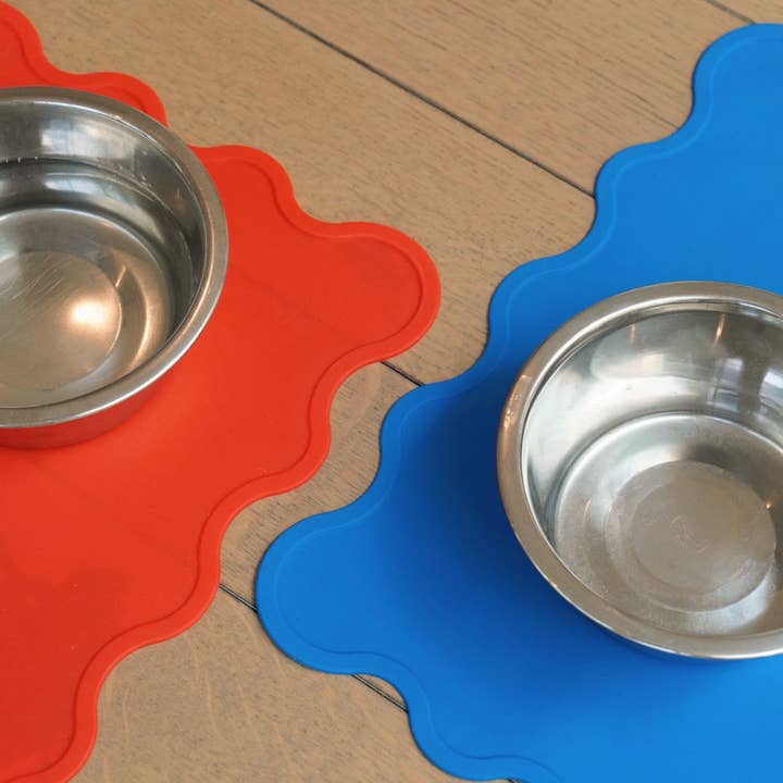 Wavy Pet Bowl Mat - Blue - Image 4